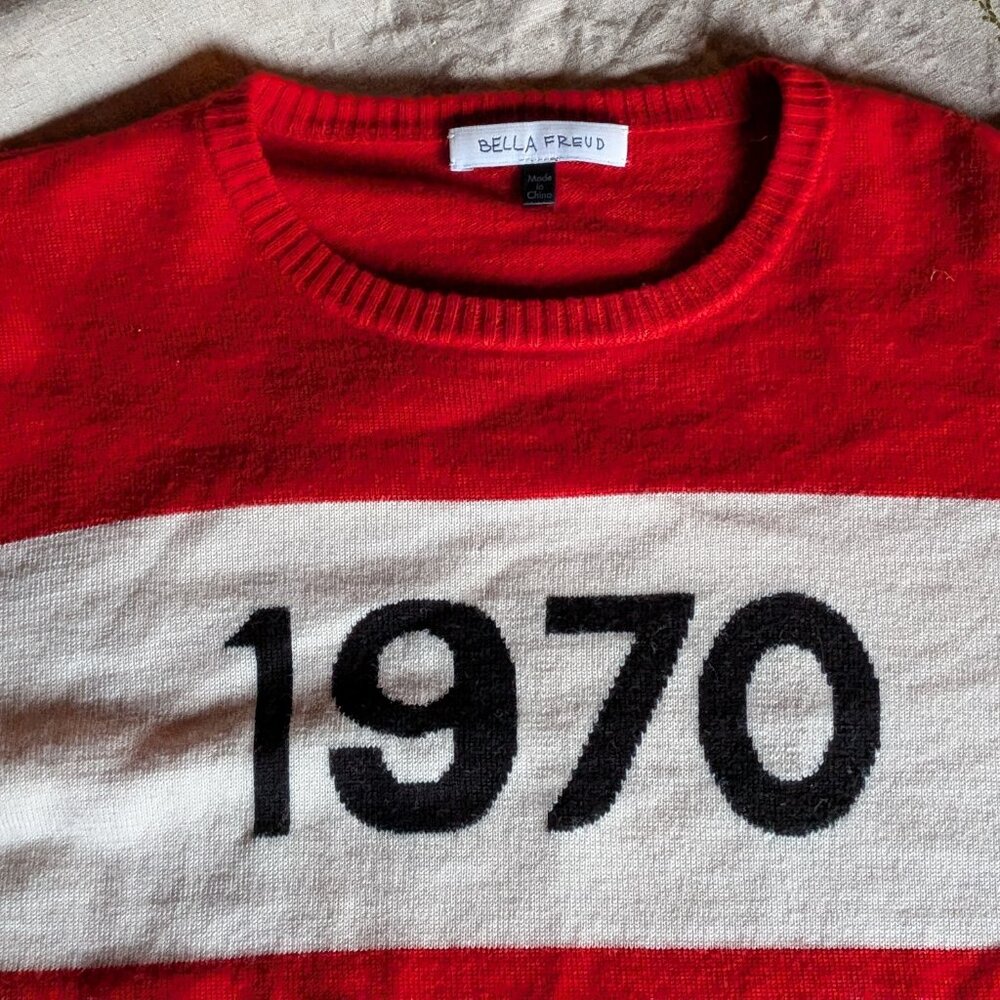 Bella Freud - 1970 Jumper - Red and White Crewneck Sweater